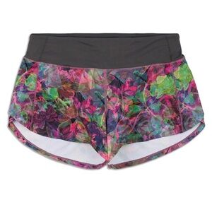 NWT Lululemon Speed Up Mid-Rise Short in Vivid Floral Tone Multi/Graphite Grey